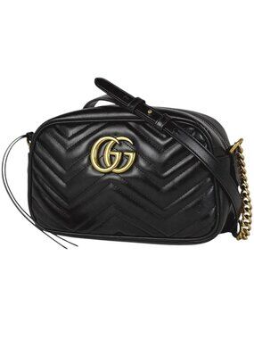 Gucci GG Marmont Chain Shoulder Bag Leather Black